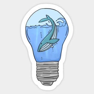 Blue Whale in a lightbulb creative handdrawn Gift Sticker